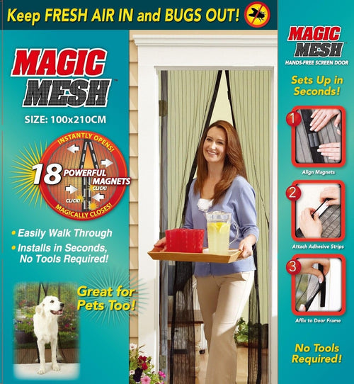 Magic Mesh Cortina Magnética Antimosquitos - Mosquitera 210x100 cm Negro - Trendys.es