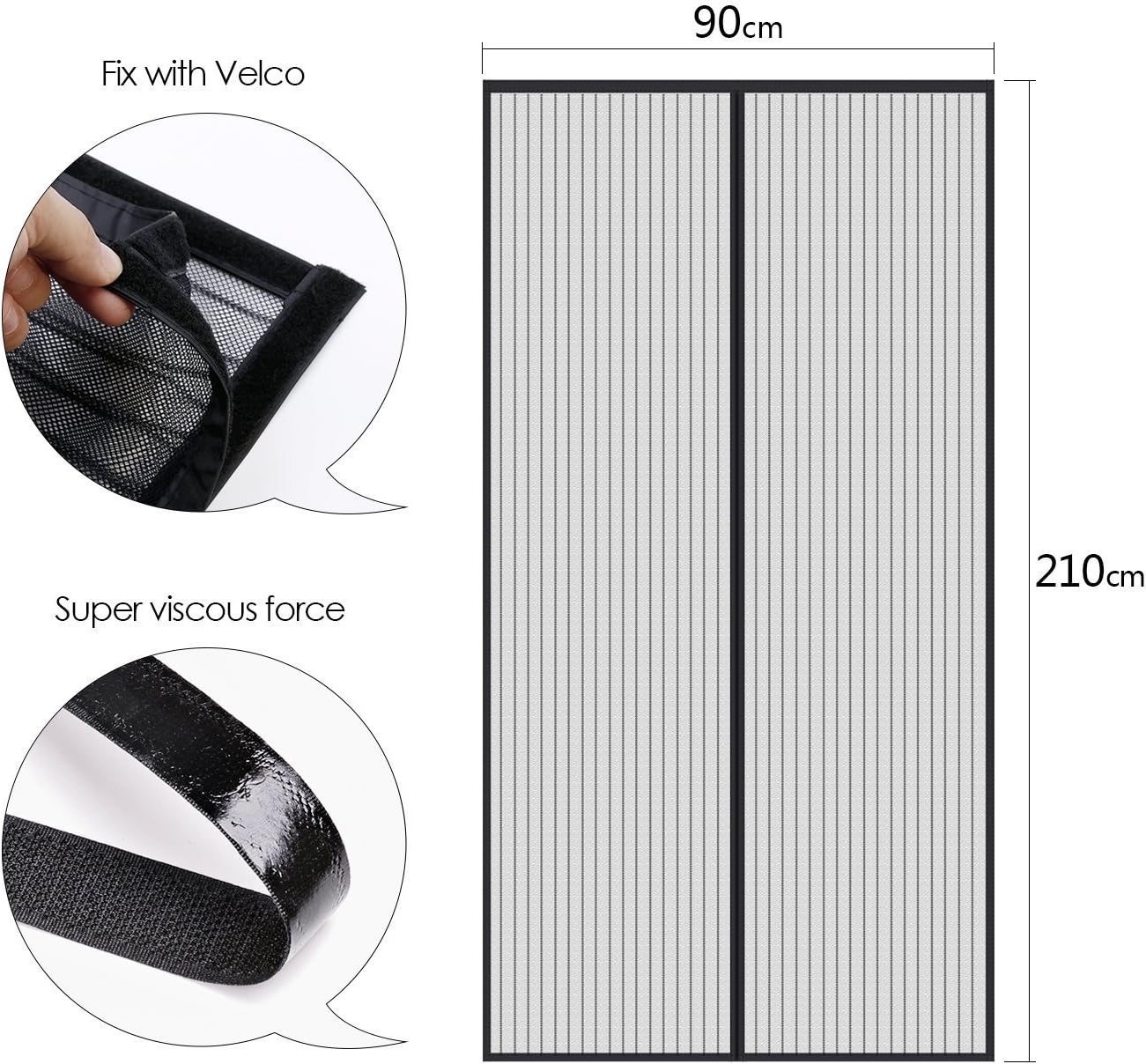 Magic Mesh Cortina Magnética Antimosquitos - Mosquitera 210x100 cm Negro - Trendys.es