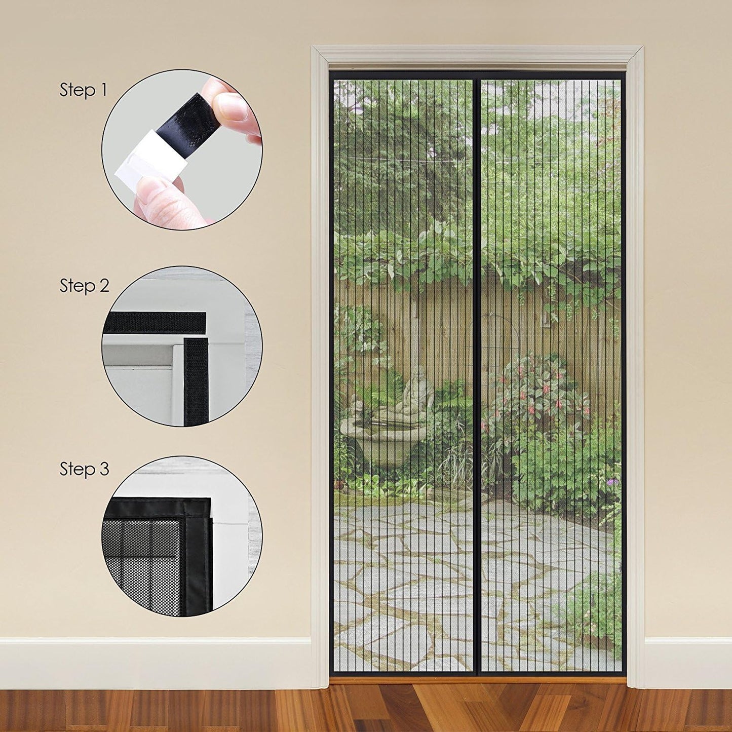 Magic Mesh Cortina Magnética Antimosquitos - Mosquitera 210x100 cm Negro - Trendys.es