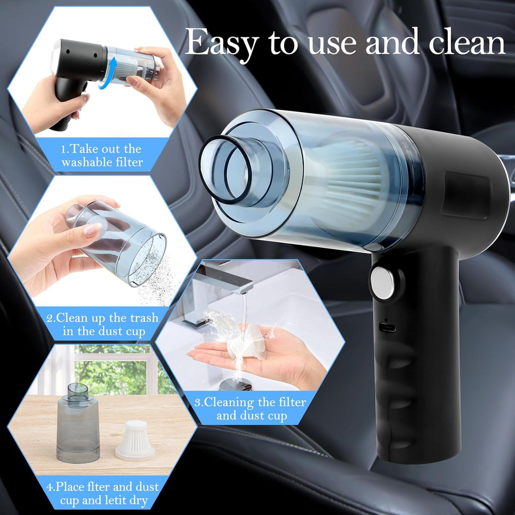 Aspiradora de Mano Inalámbrica - Mini Aspiradora para Autos, Coche, Oficina y Hogar con Carga USB - Trendys.es
