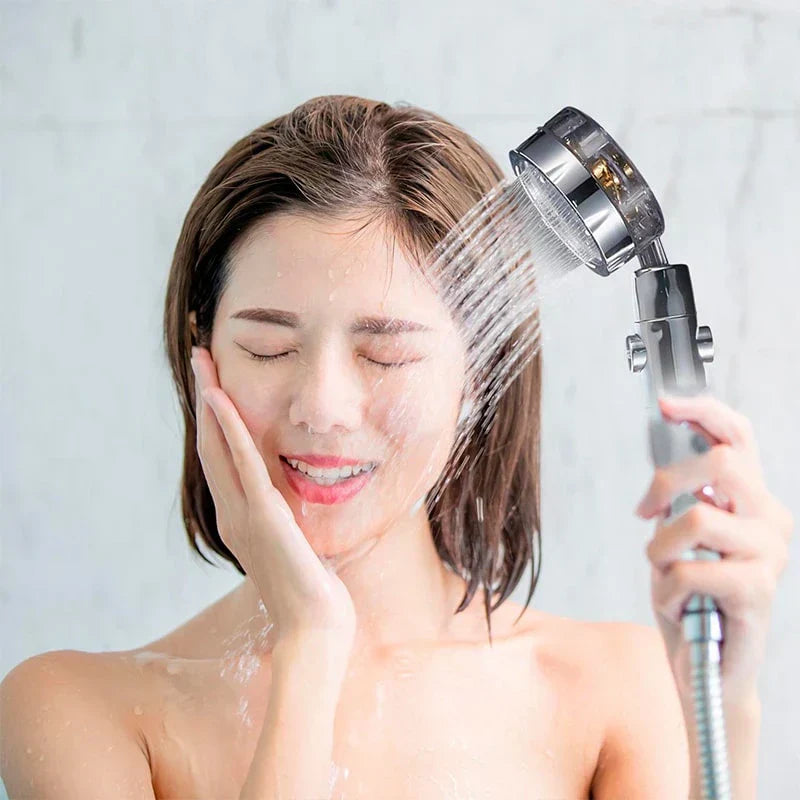 Cabezal de Ducha con Cargador Turbo - Alcachofa de Ducha con Presión Ajustable y Diseño de Hélice - Trendys.es 