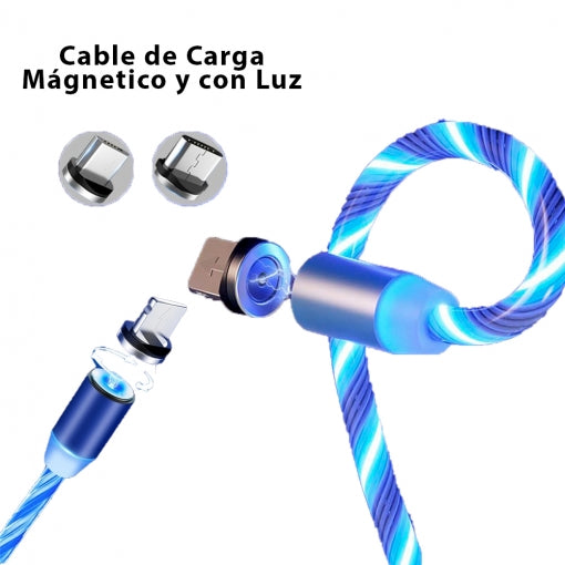 Cable de carga USB magnético 3 en 1 brillante LED