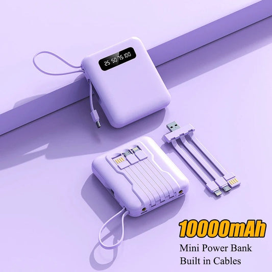 Power Bank 10000mAh con Cables Integrados - Trendys.es 